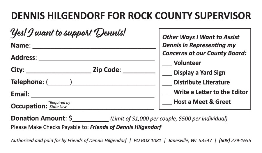 Support Dennis Hilgendorf for Supervisor of District 21 Printable Form